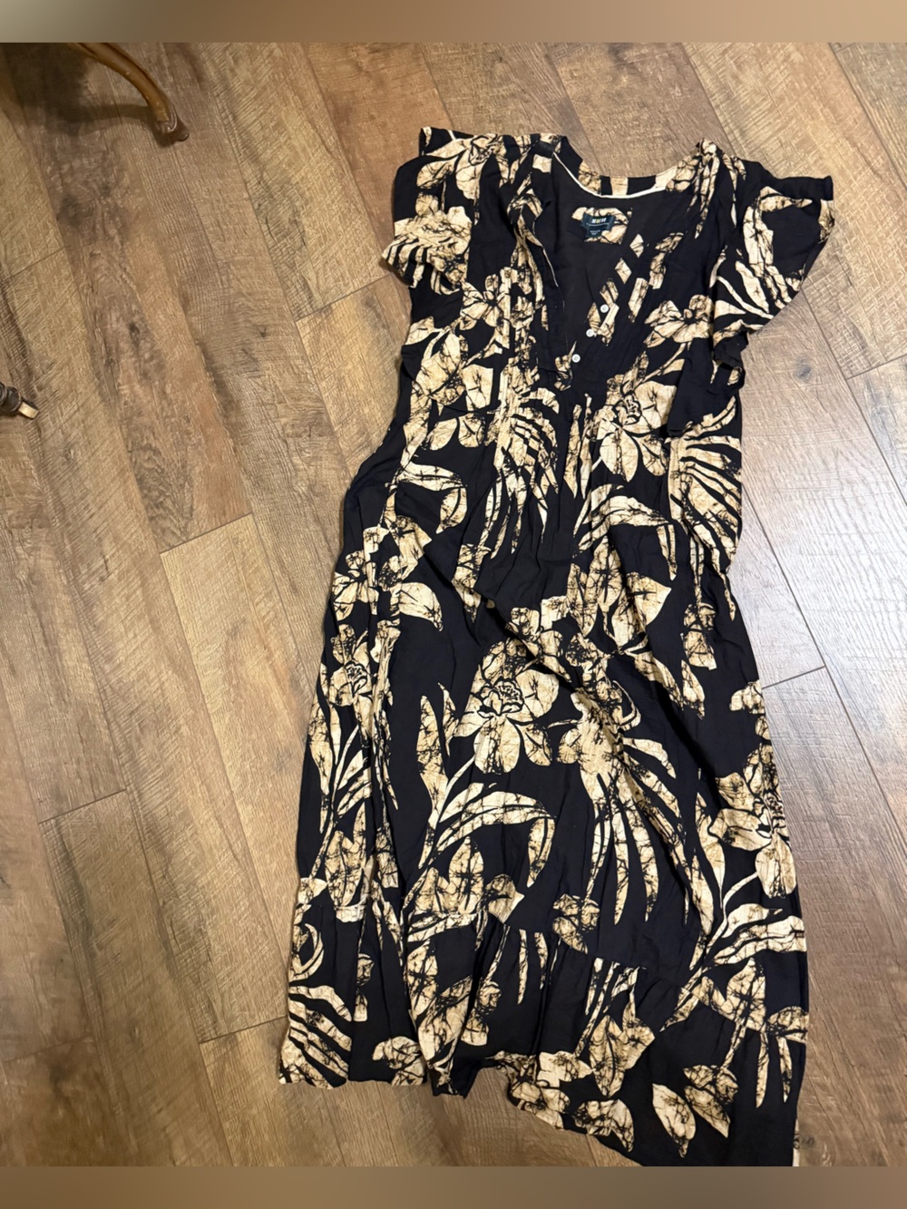 Maeve Black Maxi Dress with Cream Floral Print